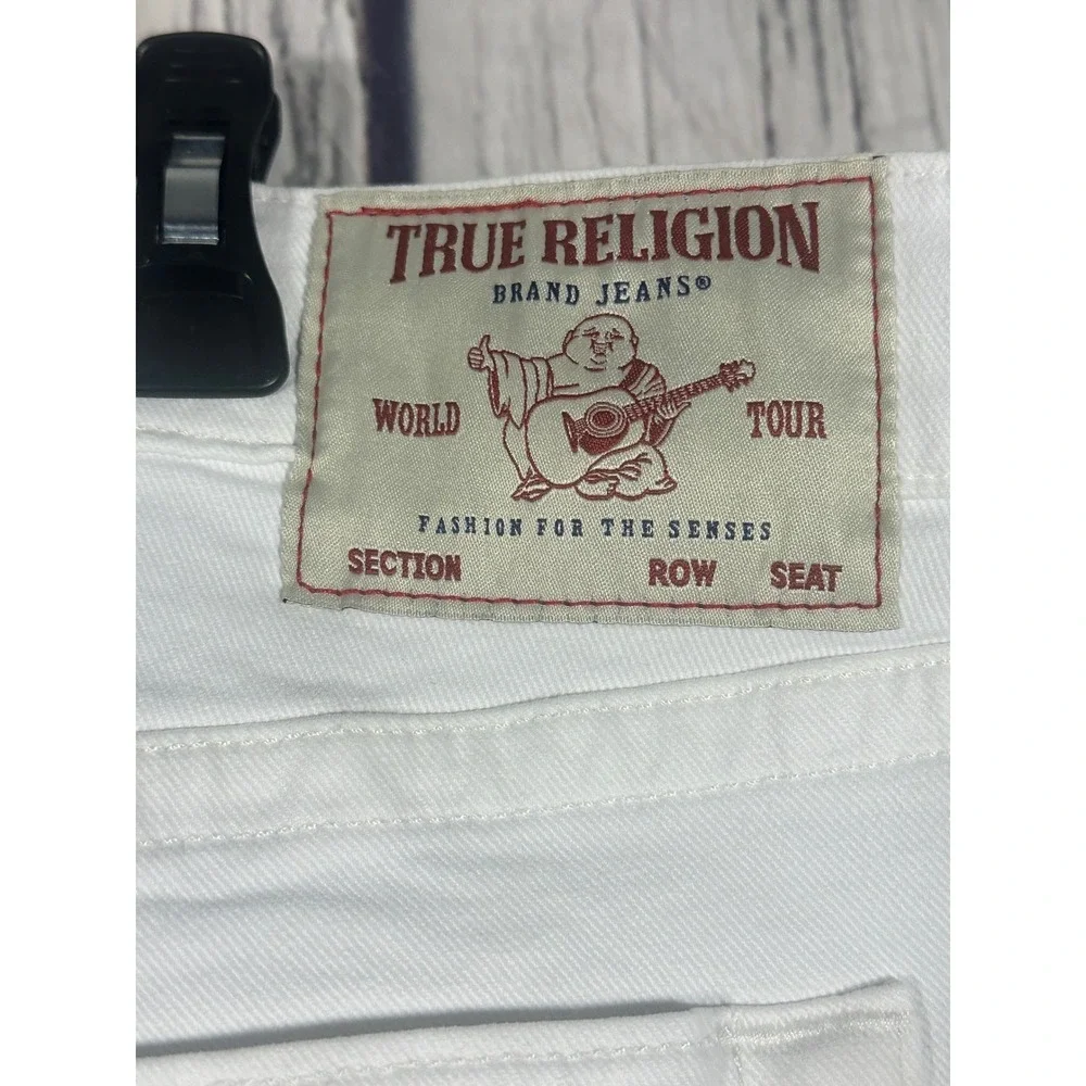 NWT‎ True Religion Rocco Jeans Mens 38x33 Optic White Relaxed Skinny No Flap Y2K